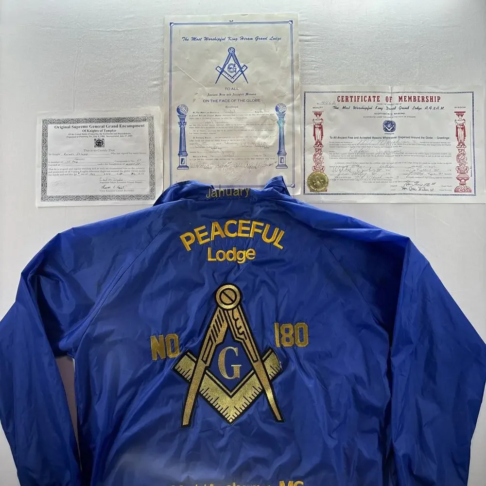 Vintage Augusta Masonic Embroidered Jacket 2XL Knights Of Templar Certification